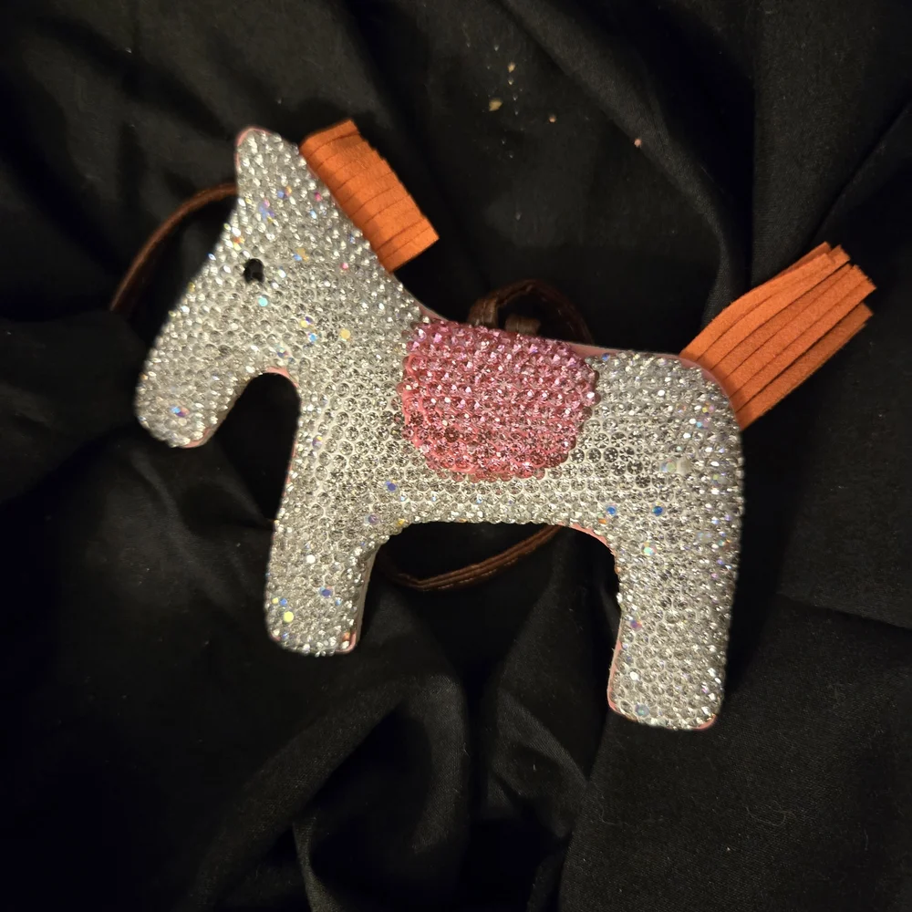 Glittering Silver and Pink Horse Hair Clip